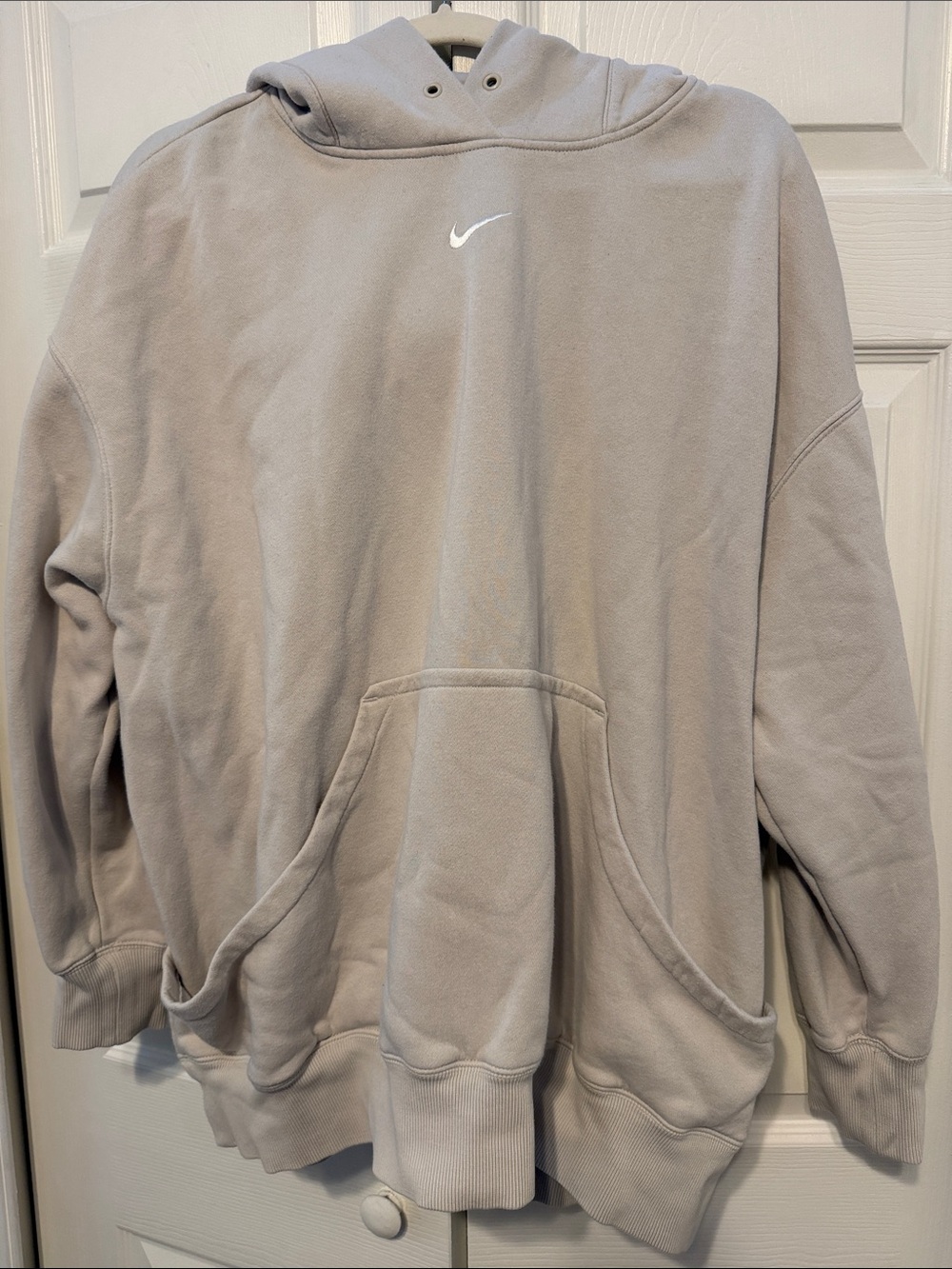 Nike Men's Crewneck Hoodie in Light Gray with White Swoosh